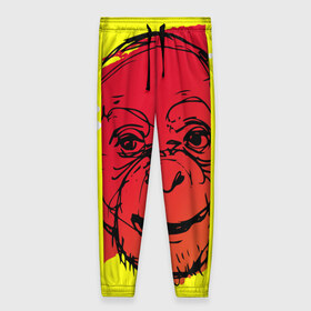 Женские брюки 3D с принтом Fire Monkey в Белгороде, полиэстер 100% | прямой крой, два кармана без застежек по бокам, с мягкой трикотажной резинкой на поясе и по низу штанин. В поясе для дополнительного комфорта — широкие завязки | мартышка | обезьяна | огненная