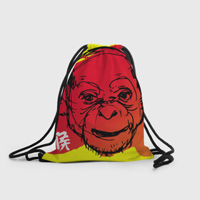 Рюкзак-мешок 3D с принтом Fire Monkey в Белгороде, 100% полиэстер | плотность ткани — 200 г/м2, размер — 35 х 45 см; лямки — толстые шнурки, застежка на шнуровке, без карманов и подкладки | мартышка | обезьяна | огненная
