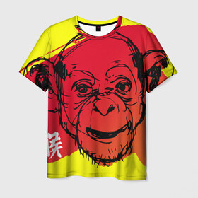 Мужская футболка 3D с принтом Fire Monkey в Белгороде, 100% полиэфир | прямой крой, круглый вырез горловины, длина до линии бедер | Тематика изображения на принте: мартышка | обезьяна | огненная