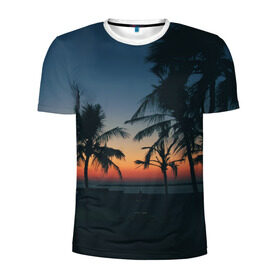 Мужская футболка 3D спортивная с принтом Пальмы в Белгороде, 100% полиэстер с улучшенными характеристиками | приталенный силуэт, круглая горловина, широкие плечи, сужается к линии бедра | Тематика изображения на принте: sea | summer | берег | лето | море | океан | отдых | пальмы | пляж | солнце