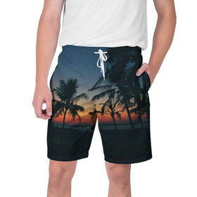 Мужские шорты 3D с принтом Пальмы в Белгороде,  полиэстер 100% | прямой крой, два кармана без застежек по бокам. Мягкая трикотажная резинка на поясе, внутри которой широкие завязки. Длина чуть выше колен | sea | summer | берег | лето | море | океан | отдых | пальмы | пляж | солнце