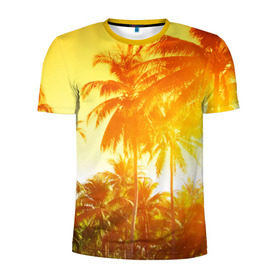 Мужская футболка 3D спортивная с принтом Пальмы в Белгороде, 100% полиэстер с улучшенными характеристиками | приталенный силуэт, круглая горловина, широкие плечи, сужается к линии бедра | Тематика изображения на принте: sea | summer | берег | лето | море | океан | отдых | пальмы | пляж | солнце
