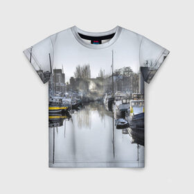 Детская футболка 3D с принтом Венеция в Белгороде, 100% гипоаллергенный полиэфир | прямой крой, круглый вырез горловины, длина до линии бедер, чуть спущенное плечо, ткань немного тянется | Тематика изображения на принте: sity | венеция | вода | город | европа | лето | лодки | любовь | мост | свет
