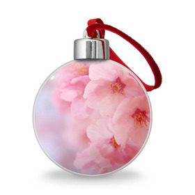 Ёлочный шар с принтом Сакура в Белгороде, Пластик | Диаметр: 77 мм | весна | вишня | розовый | цветение | цветы | япония