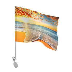 Флаг для автомобиля с принтом Лазурный берег в Белгороде, 100% полиэстер | Размер: 30*21 см | берег | лето | море | отдых