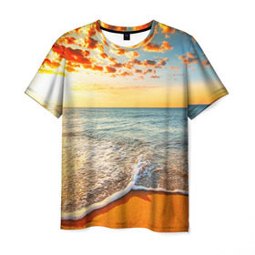 Мужская футболка 3D с принтом Лазурный берег в Белгороде, 100% полиэфир | прямой крой, круглый вырез горловины, длина до линии бедер | берег | лето | море | отдых