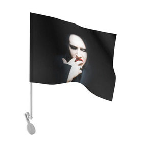 Флаг для автомобиля с принтом Marilyn Manson в Белгороде, 100% полиэстер | Размер: 30*21 см | звезда | знаменитость | музыка | мэрилин мэнсон | певец | рокер