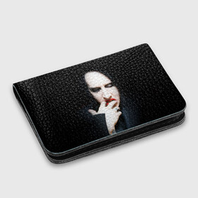 Картхолдер с принтом с принтом Marilyn Manson в Белгороде, натуральная матовая кожа | размер 7,3 х 10 см; кардхолдер имеет 4 кармана для карт; | звезда | знаменитость | музыка | мэрилин мэнсон | певец | рокер