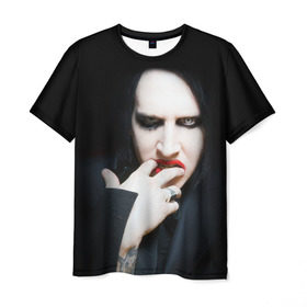 Мужская футболка 3D с принтом Marilyn Manson в Белгороде, 100% полиэфир | прямой крой, круглый вырез горловины, длина до линии бедер | Тематика изображения на принте: звезда | знаменитость | музыка | мэрилин мэнсон | певец | рокер