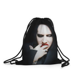 Рюкзак-мешок 3D с принтом Marilyn Manson в Белгороде, 100% полиэстер | плотность ткани — 200 г/м2, размер — 35 х 45 см; лямки — толстые шнурки, застежка на шнуровке, без карманов и подкладки | звезда | знаменитость | музыка | мэрилин мэнсон | певец | рокер