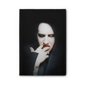 Обложка для автодокументов с принтом Marilyn Manson в Белгороде, натуральная кожа |  размер 19,9*13 см; внутри 4 больших “конверта” для документов и один маленький отдел — туда идеально встанут права | Тематика изображения на принте: звезда | знаменитость | музыка | мэрилин мэнсон | певец | рокер