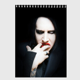 Скетчбук с принтом Marilyn Manson в Белгороде, 100% бумага
 | 48 листов, плотность листов — 100 г/м2, плотность картонной обложки — 250 г/м2. Листы скреплены сверху удобной пружинной спиралью | Тематика изображения на принте: звезда | знаменитость | музыка | мэрилин мэнсон | певец | рокер