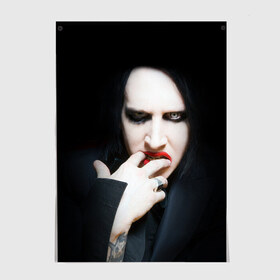 Постер с принтом Marilyn Manson в Белгороде, 100% бумага
 | бумага, плотность 150 мг. Матовая, но за счет высокого коэффициента гладкости имеет небольшой блеск и дает на свету блики, но в отличии от глянцевой бумаги не покрыта лаком | звезда | знаменитость | музыка | мэрилин мэнсон | певец | рокер