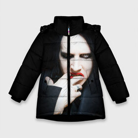 Зимняя куртка для девочек 3D с принтом Marilyn Manson в Белгороде, ткань верха — 100% полиэстер; подклад — 100% полиэстер, утеплитель — 100% полиэстер. | длина ниже бедра, удлиненная спинка, воротник стойка и отстегивающийся капюшон. Есть боковые карманы с листочкой на кнопках, утяжки по низу изделия и внутренний карман на молнии. 

Предусмотрены светоотражающий принт на спинке, радужный светоотражающий элемент на пуллере молнии и на резинке для утяжки. | звезда | знаменитость | музыка | мэрилин мэнсон | певец | рокер