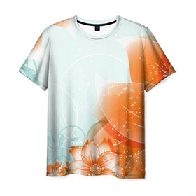 Мужская футболка 3D с принтом Flowers в Белгороде, 100% полиэфир | прямой крой, круглый вырез горловины, длина до линии бедер | арт | краска | лето | лучи | любовь | популярные | природа | рисунки | свет | цветы