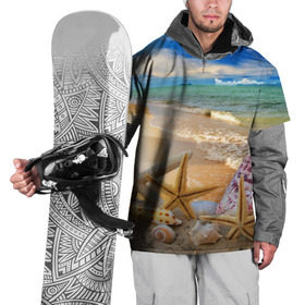 Накидка на куртку 3D с принтом Морской пляж 2 в Белгороде, 100% полиэстер |  | Тематика изображения на принте: море | отдых | отпуск | пляж | ракушки | туризм