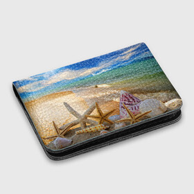 Картхолдер с принтом с принтом Морской пляж 2 в Белгороде, натуральная матовая кожа | размер 7,3 х 10 см; кардхолдер имеет 4 кармана для карт; | море | отдых | отпуск | пляж | ракушки | туризм
