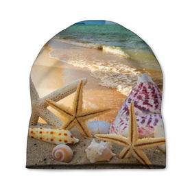 Шапка 3D с принтом Морской пляж 2 в Белгороде, 100% полиэстер | универсальный размер, печать по всей поверхности изделия | море | отдых | отпуск | пляж | ракушки | туризм