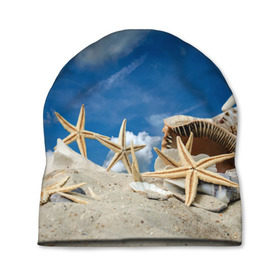 Шапка 3D с принтом Морской пляж 3 в Белгороде, 100% полиэстер | универсальный размер, печать по всей поверхности изделия | море | отдых | отпуск | пляж | ракушки | туризм