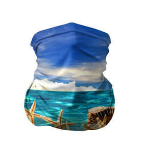 Бандана-труба 3D с принтом Морской пляж 4 в Белгороде, 100% полиэстер, ткань с особыми свойствами — Activecool | плотность 150‒180 г/м2; хорошо тянется, но сохраняет форму | море | отдых | отпуск | пляж | ракушки | туризм