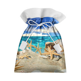 Подарочный 3D мешок с принтом Морской пляж 4 в Белгороде, 100% полиэстер | Размер: 29*39 см | море | отдых | отпуск | пляж | ракушки | туризм
