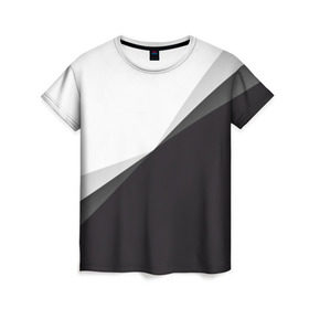 Женская футболка 3D с принтом Минимализм в Белгороде, 100% полиэфир ( синтетическое хлопкоподобное полотно) | прямой крой, круглый вырез горловины, длина до линии бедер | белый | геометрия | полосы | черный