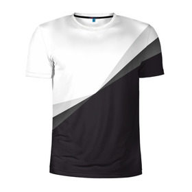 Мужская футболка 3D спортивная с принтом Минимализм в Белгороде, 100% полиэстер с улучшенными характеристиками | приталенный силуэт, круглая горловина, широкие плечи, сужается к линии бедра | Тематика изображения на принте: белый | геометрия | полосы | черный