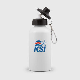 Бутылка спортивная с принтом Сборная Исландии по футболу в Белгороде, металл | емкость — 500 мл, в комплекте две пластиковые крышки и карабин для крепления | 