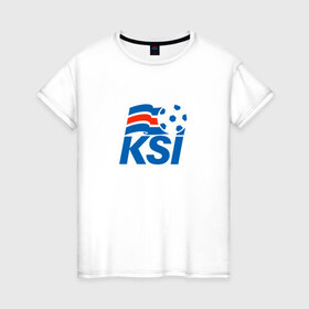 Женская футболка хлопок с принтом Сборная Исландии по футболу в Белгороде, 100% хлопок | прямой крой, круглый вырез горловины, длина до линии бедер, слегка спущенное плечо | 