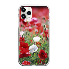 Чехол для iPhone 11 Pro матовый с принтом Маки в Белгороде, Силикон |  | field | flowers | meadow | poppies | red | white | белые | красные | луг | маки | поле | полевые | цветы