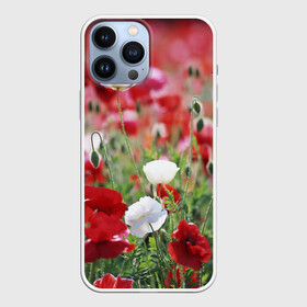 Чехол для iPhone 13 Pro Max с принтом Маки в Белгороде,  |  | field | flowers | meadow | poppies | red | white | белые | красные | луг | маки | поле | полевые | цветы