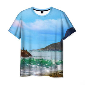 Мужская футболка 3D с принтом Берег в Белгороде, 100% полиэфир | прямой крой, круглый вырез горловины, длина до линии бедер | 3д | лето | море | новая | океан