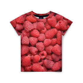 Детская футболка 3D с принтом Малина в Белгороде, 100% гипоаллергенный полиэфир | прямой крой, круглый вырез горловины, длина до линии бедер, чуть спущенное плечо, ткань немного тянется | девушки | еда | красота | лето | море | фрукты