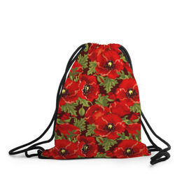 Рюкзак-мешок 3D с принтом Маки в Белгороде, 100% полиэстер | плотность ткани — 200 г/м2, размер — 35 х 45 см; лямки — толстые шнурки, застежка на шнуровке, без карманов и подкладки | flowers | poppies | red | wild | красные | мак | маки | полевые | цветы