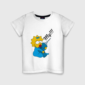 Детская футболка хлопок с принтом Мэгги в Белгороде, 100% хлопок | круглый вырез горловины, полуприлегающий силуэт, длина до линии бедер | Тематика изображения на принте: my | simpsons | the simpsons | моё | мультфильмы | мэгги | симпсоны