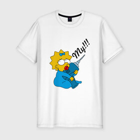 Мужская футболка премиум с принтом Мэгги в Белгороде, 92% хлопок, 8% лайкра | приталенный силуэт, круглый вырез ворота, длина до линии бедра, короткий рукав | my | simpsons | the simpsons | моё | мультфильмы | мэгги | симпсоны