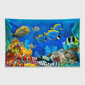 Флаг-баннер с принтом Экзотические рыбки в Белгороде, 100% полиэстер | размер 67 х 109 см, плотность ткани — 95 г/м2; по краям флага есть четыре люверса для крепления | животые | красочные | морские | рыбки | цветные | экзотические