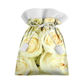 Подарочный 3D мешок с принтом Белые розы в Белгороде, 100% полиэстер | Размер: 29*39 см | лепестки | розы | цветы