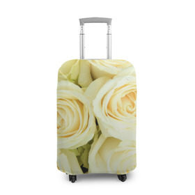 Чехол для чемодана 3D с принтом Белые розы в Белгороде, 86% полиэфир, 14% спандекс | двустороннее нанесение принта, прорези для ручек и колес | лепестки | розы | цветы