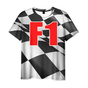 Мужская футболка 3D с принтом Формула 1 в Белгороде, 100% полиэфир | прямой крой, круглый вырез горловины, длина до линии бедер | Тематика изображения на принте: f1 | formula 1 | авто | автогонки | автоспорт | спорткар | финиш