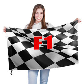 Флаг 3D с принтом Формула 1 в Белгороде, 100% полиэстер | плотность ткани — 95 г/м2, размер — 67 х 109 см. Принт наносится с одной стороны | Тематика изображения на принте: f1 | formula 1 | авто | автогонки | автоспорт | спорткар | финиш