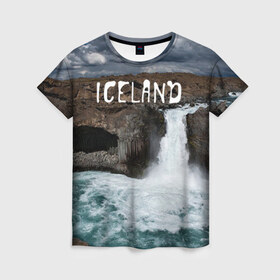 Женская футболка 3D с принтом Исландия. Водопад в Белгороде, 100% полиэфир ( синтетическое хлопкоподобное полотно) | прямой крой, круглый вырез горловины, длина до линии бедер | исландия
