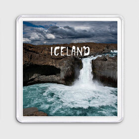 Магнит 55*55 с принтом Исландия. Водопад в Белгороде, Пластик | Размер: 65*65 мм; Размер печати: 55*55 мм | исландия