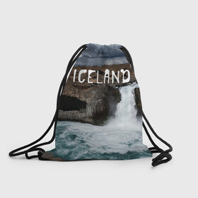 Рюкзак-мешок 3D с принтом Исландия. Водопад в Белгороде, 100% полиэстер | плотность ткани — 200 г/м2, размер — 35 х 45 см; лямки — толстые шнурки, застежка на шнуровке, без карманов и подкладки | исландия