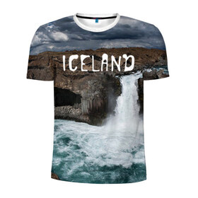 Мужская футболка 3D спортивная с принтом Исландия. Водопад в Белгороде, 100% полиэстер с улучшенными характеристиками | приталенный силуэт, круглая горловина, широкие плечи, сужается к линии бедра | Тематика изображения на принте: исландия