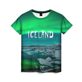 Женская футболка 3D с принтом Исландия в Белгороде, 100% полиэфир ( синтетическое хлопкоподобное полотно) | прямой крой, круглый вырез горловины, длина до линии бедер | исландия