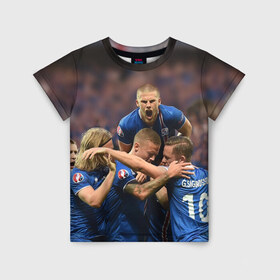 Детская футболка 3D с принтом Сборная Исландии по футболу в Белгороде, 100% гипоаллергенный полиэфир | прямой крой, круглый вырез горловины, длина до линии бедер, чуть спущенное плечо, ткань немного тянется | euro 2016