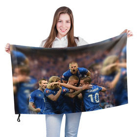 Флаг 3D с принтом Сборная Исландии по футболу в Белгороде, 100% полиэстер | плотность ткани — 95 г/м2, размер — 67 х 109 см. Принт наносится с одной стороны | euro 2016