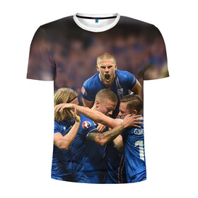 Мужская футболка 3D спортивная с принтом Сборная Исландии по футболу в Белгороде, 100% полиэстер с улучшенными характеристиками | приталенный силуэт, круглая горловина, широкие плечи, сужается к линии бедра | euro 2016