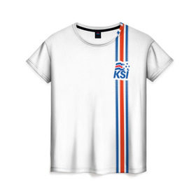 Женская футболка 3D с принтом Форма сборной Исландии по футболу в Белгороде, 100% полиэфир ( синтетическое хлопкоподобное полотно) | прямой крой, круглый вырез горловины, длина до линии бедер | euro 2016